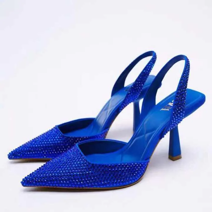 صنادل نسائية  بكعب عالٍ مزينة بالألماس - Sandals Women's High-heeled Shoes