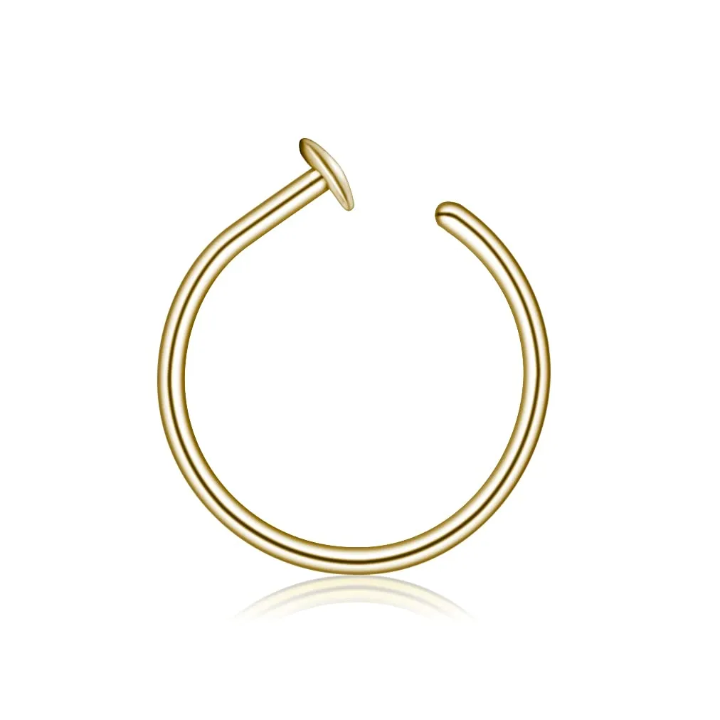 14k gold filled Small Thin 20g Nose piercing hoop ring jewelry for women, 7-8mm Adjustable