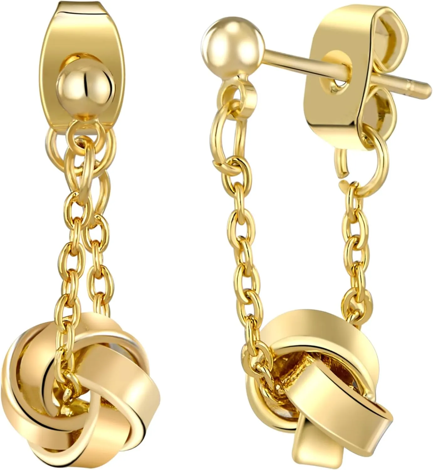14K Gold Love Knot Earrings for Women - Pearl Drop Dangle Earrings with Sterling Silver Posts, Hypoallergenic Romantic Jewelry, Elegant Gift for Her Valentine's Day, Anniversary, Birthday