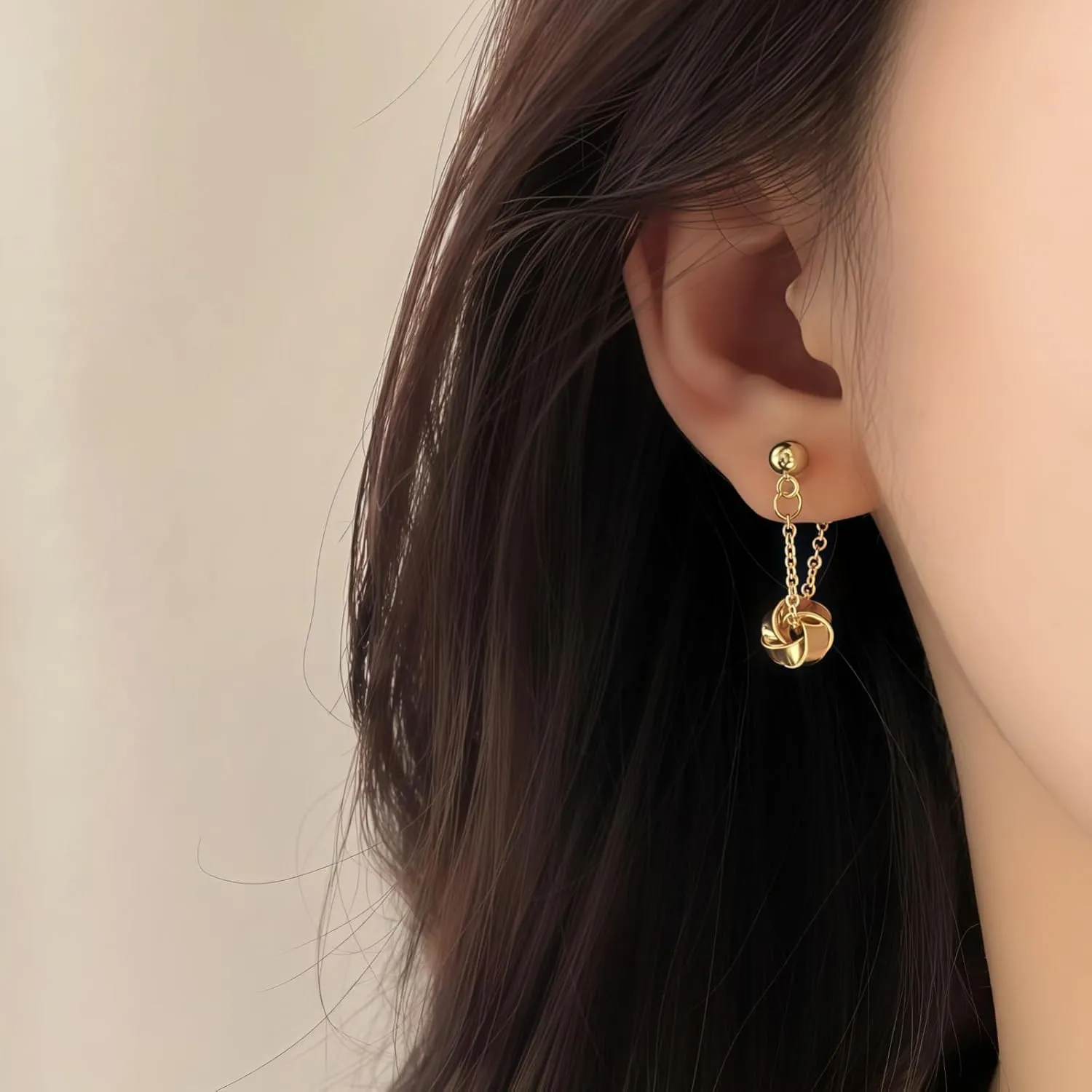 14K Gold Love Knot Earrings for Women - Pearl Drop Dangle Earrings with Sterling Silver Posts, Hypoallergenic Romantic Jewelry, Elegant Gift for Her Valentine's Day, Anniversary, Birthday