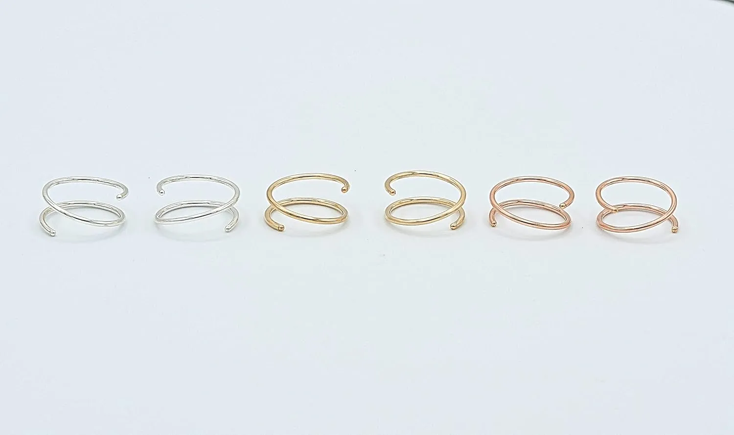 14k Gold Small Double Hoop Earrings for Single Piercing | Twist Spiral Cartilage Earring | Double Piercing Earrings for Women