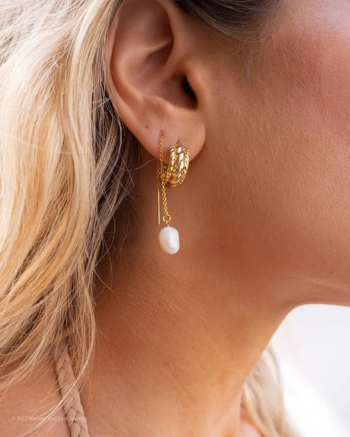 14k Gold/Silver Plated Pearl Drop Dangle Earrings for Women Long Chain Tassel Earrings Statement for Bridal Wedding