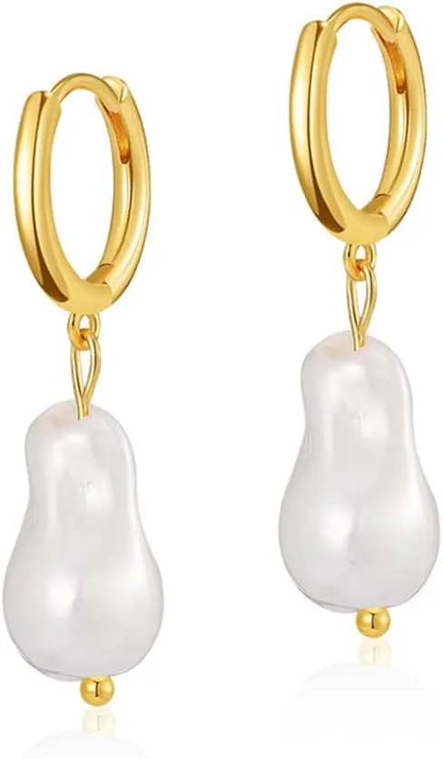 14k Gold/Silver Plated Pearl Drop Dangle Earrings for Women Long Chain Tassel Earrings Statement for Bridal Wedding
