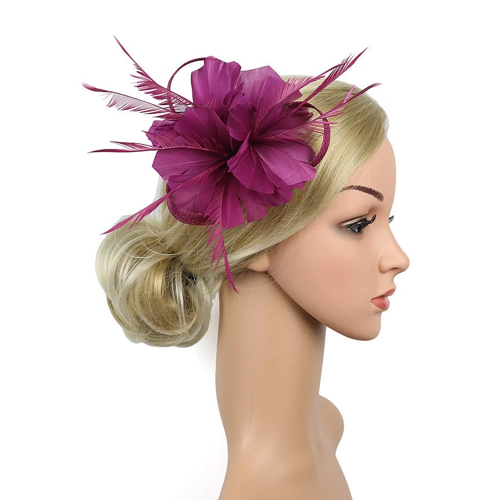1920s Headpiece Flapper Headband Fancy Mini Hair Clips Headband Clip Church Mesh Feathers on a Headband