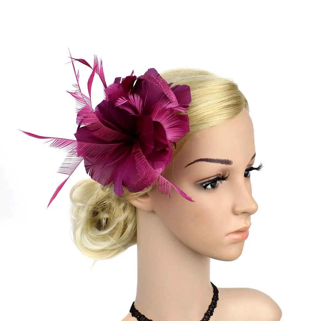 1920s Headpiece Flapper Headband Fancy Mini Hair Clips Headband Clip Church Mesh Feathers on a Headband