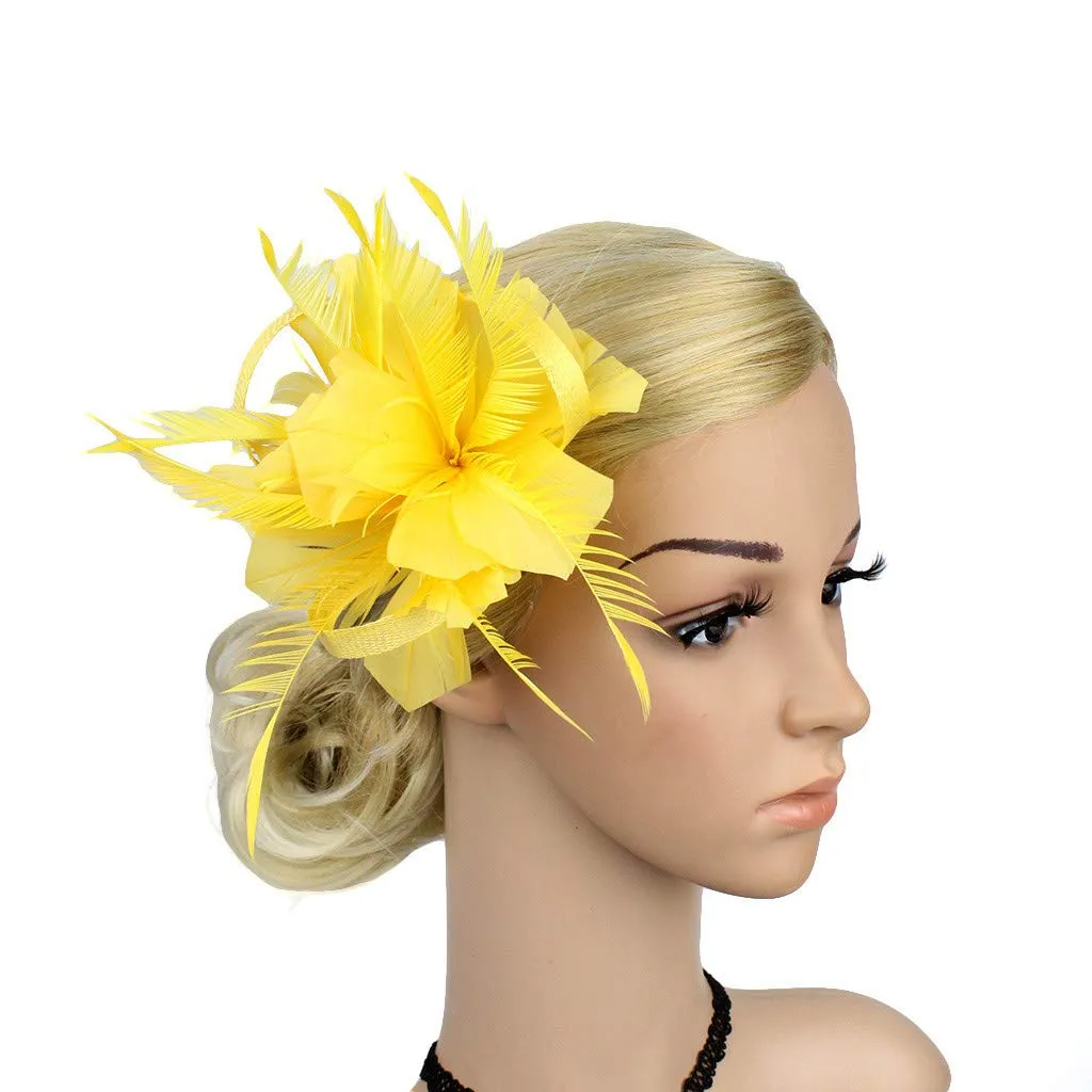 1920s Headpiece Flapper Headband Fancy Mini Hair Clips Headband Clip Church Mesh Feathers on a Headband