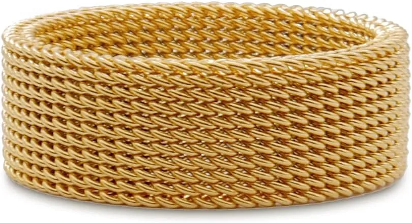 1Pc Stainless Steel 8mm Mesh Ring for Women Men.Fashion Wide Woven Mesh Ring Comfort Fit Wire Mesh Band Ring Punk Jewelry Gifts for Wife