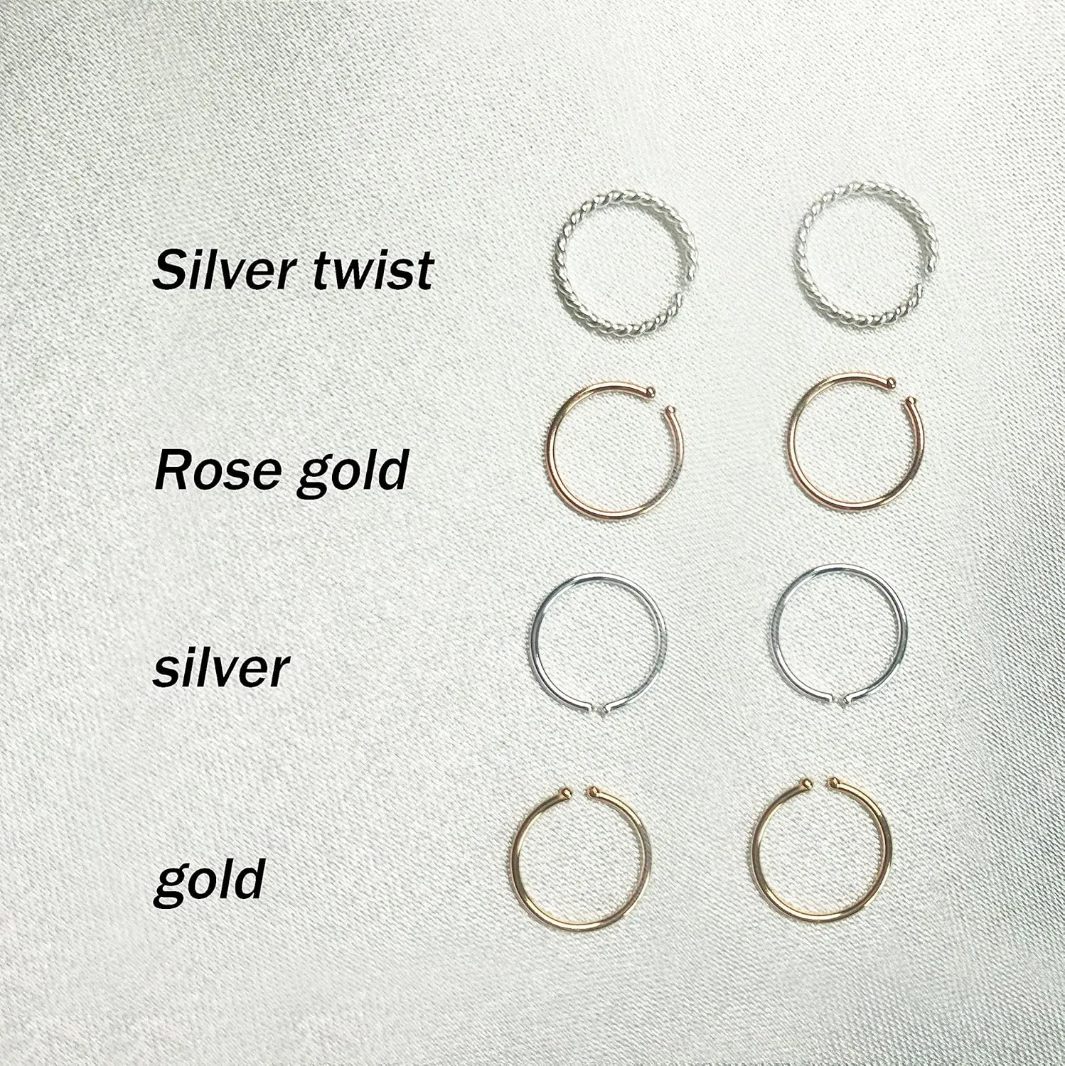 2pcs 24G 925 Sterling silver handmade earrings nose rings (Rose gold, 9mm)