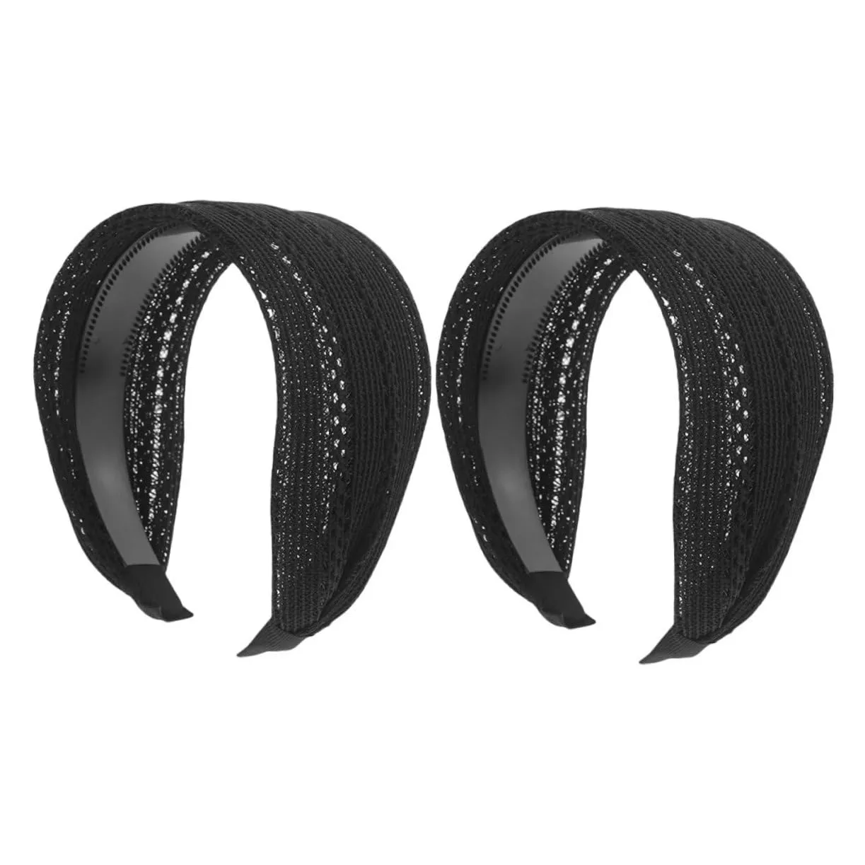2pcs Wide Lace Headbands for Women Non- Breathable Mesh Design Extra Wide Hair Accessories for Face Washing Makeup Running and Daily Wear