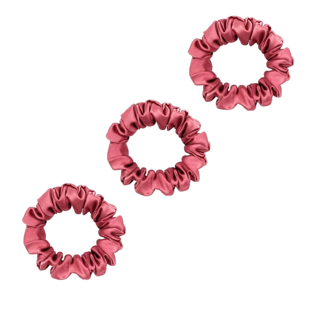 3 Pack Premium Mulberry Silk Scrunchies - White - Small