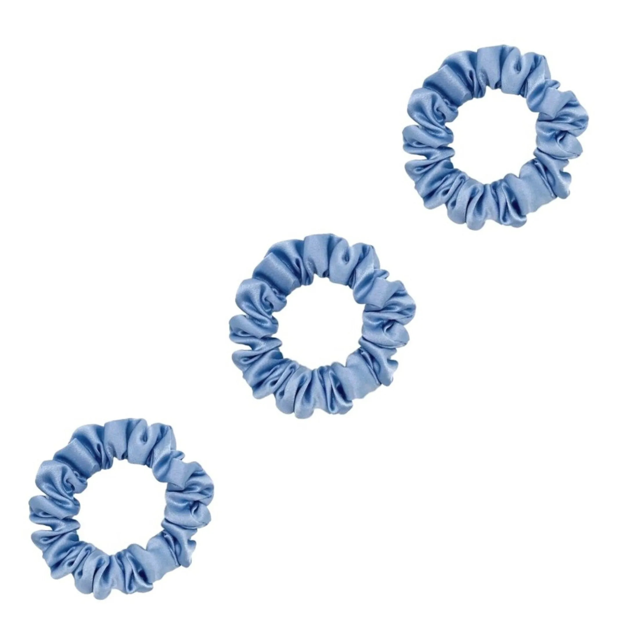 3 Pack Premium Mulberry Silk Scrunchies - White - Small