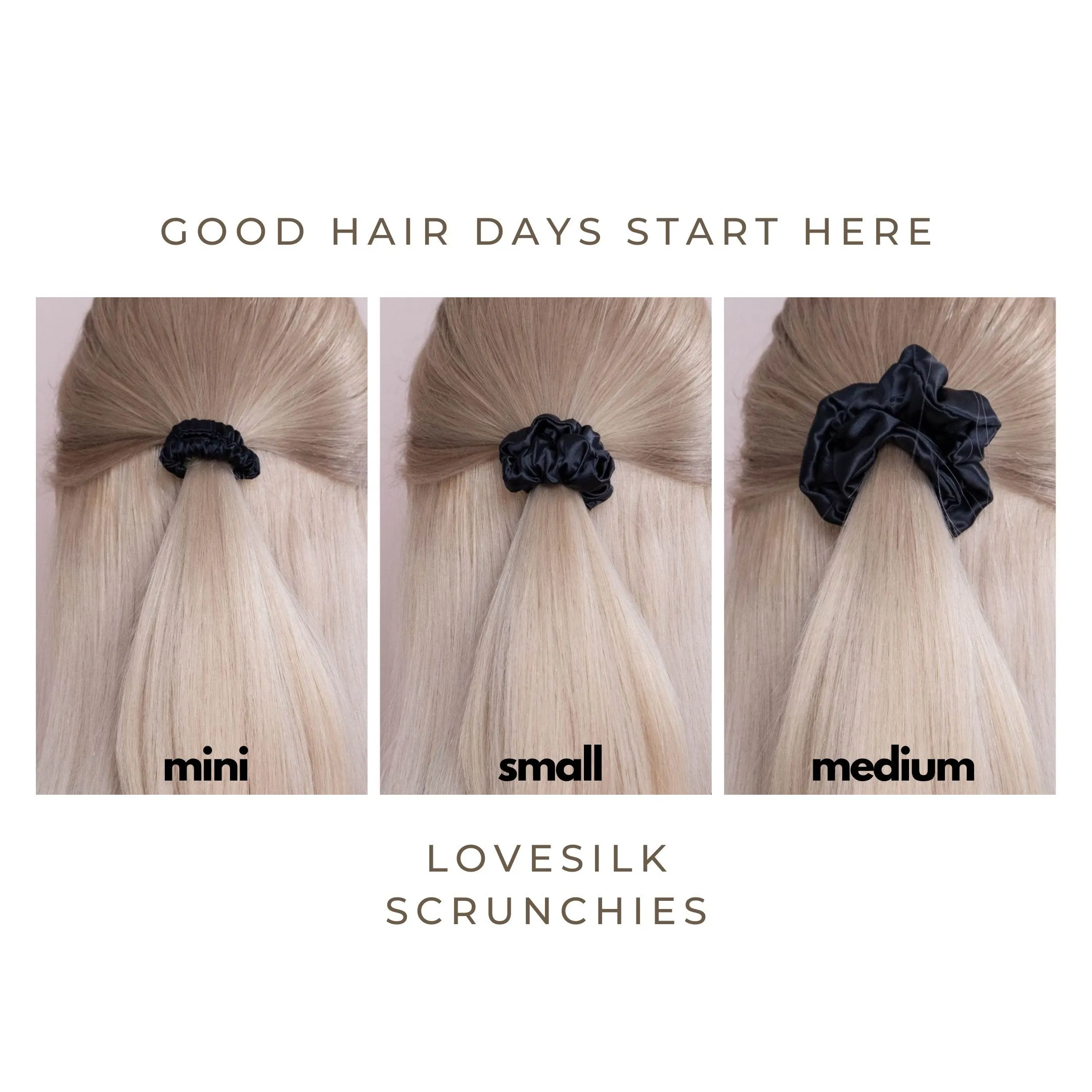 3 Pack Premium Mulberry Silk Scrunchies - White - Small