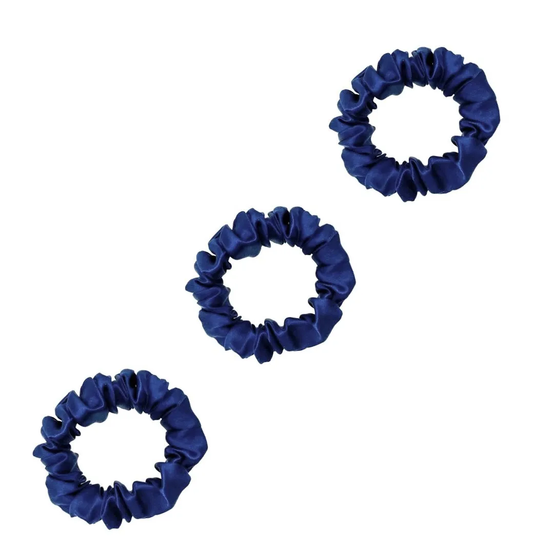 3 Pack Premium Mulberry Silk Scrunchies - White - Small