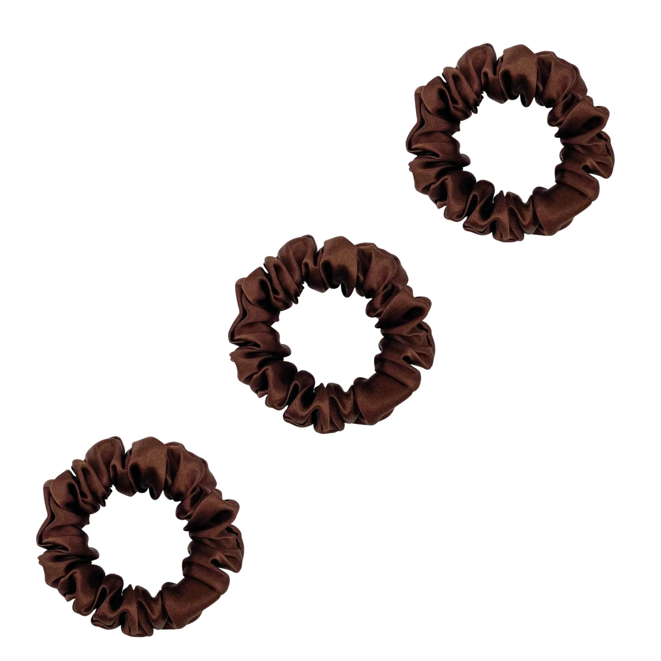 3 Pack Premium Mulberry Silk Scrunchies - White - Small
