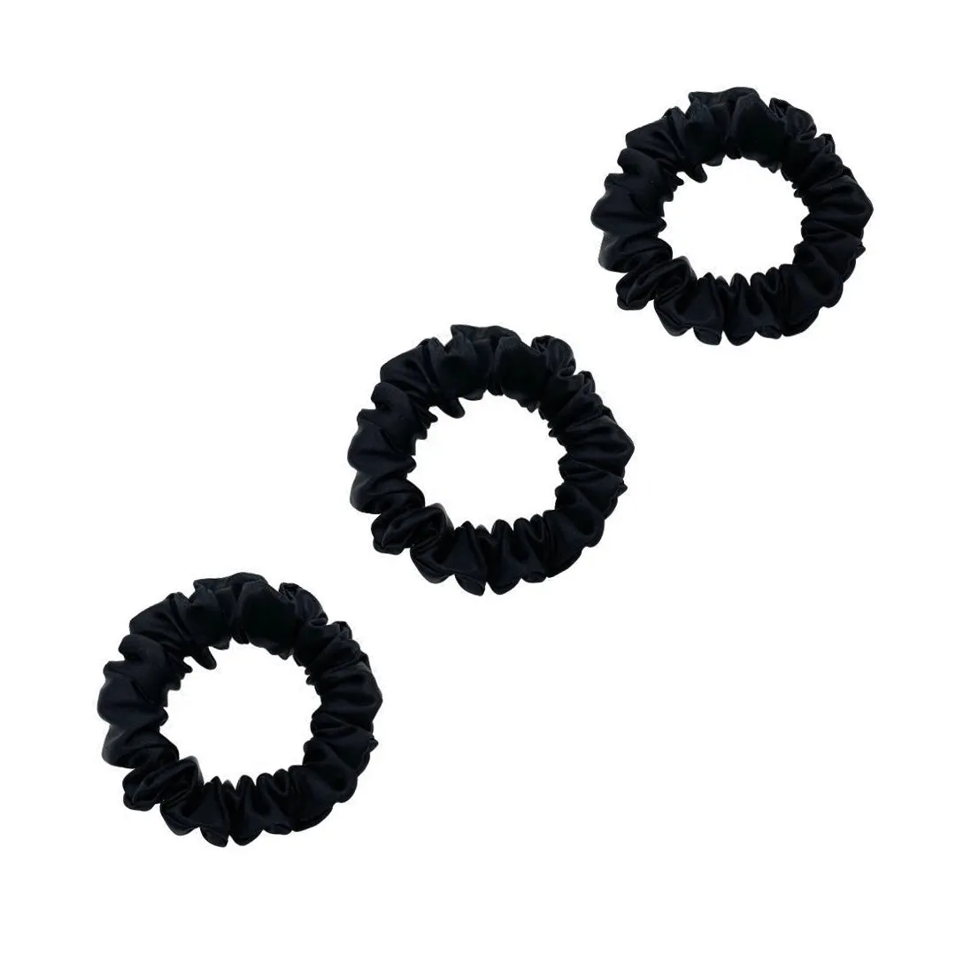 3 Pack Premium Mulberry Silk Scrunchies - White - Small