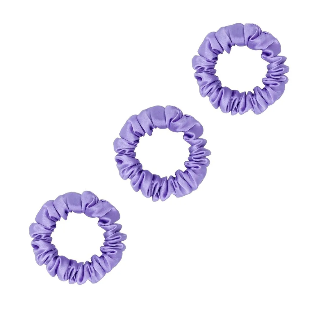 3 Pack Premium Mulberry Silk Scrunchies - White - Small