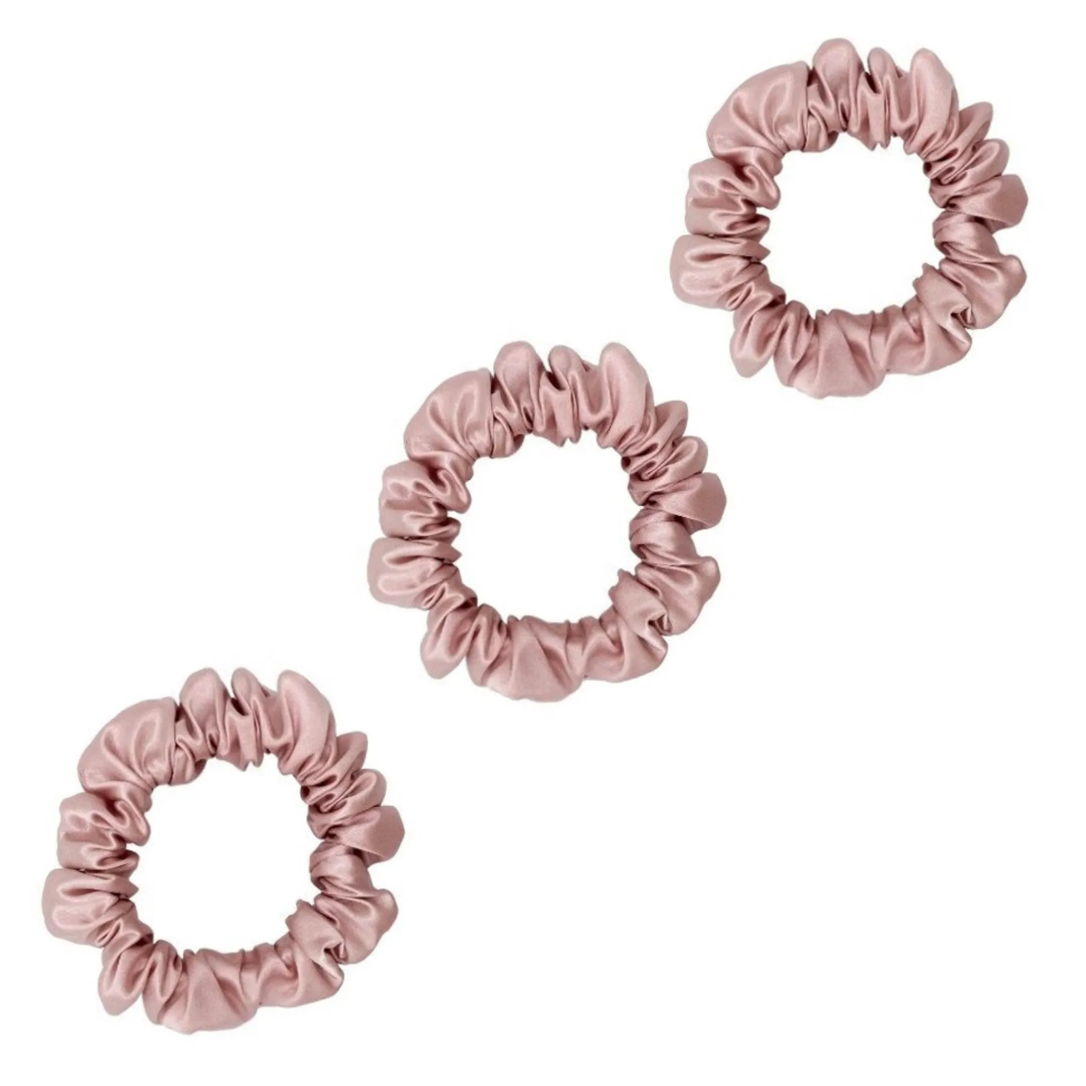 3 Pack Premium Mulberry Silk Scrunchies - White - Small