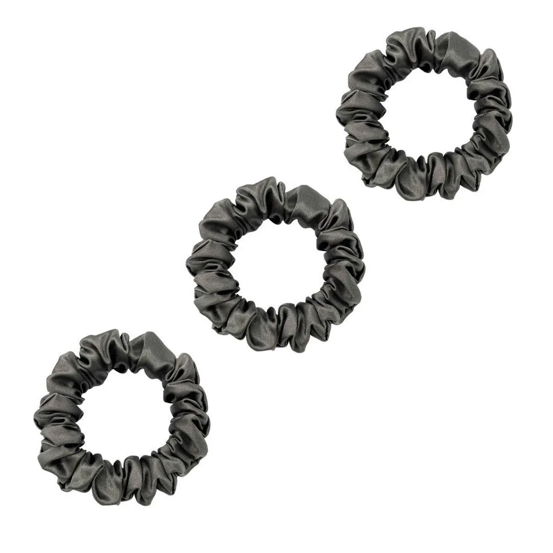 3 Pack Premium Mulberry Silk Scrunchies - White - Small