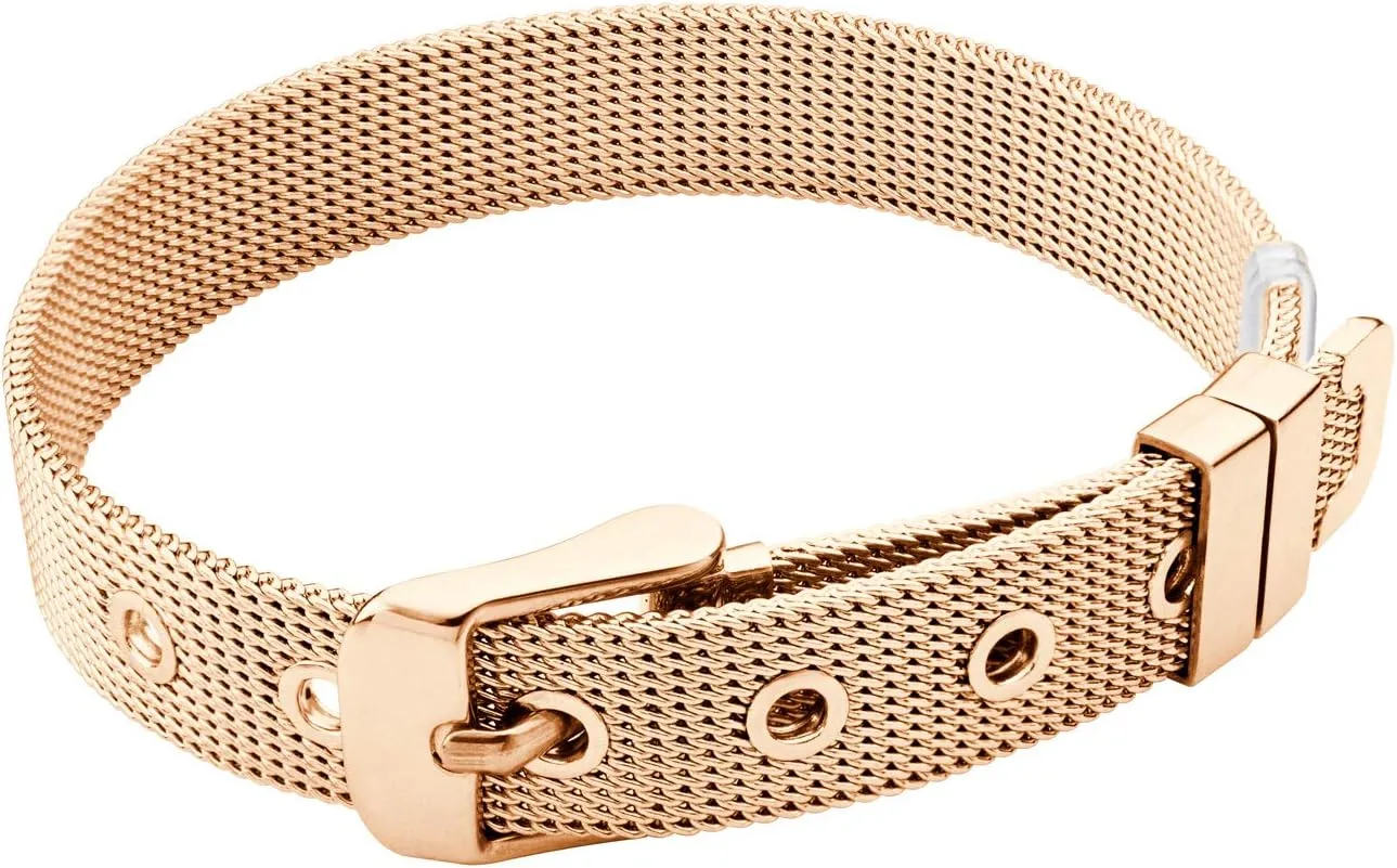 555Jewelry Stainless Steel Adjustable Belt Buckle Mesh Bangle Bracelet for Women