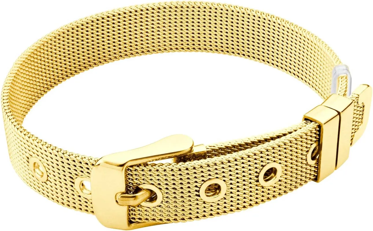555Jewelry Stainless Steel Adjustable Belt Buckle Mesh Bangle Bracelet for Women