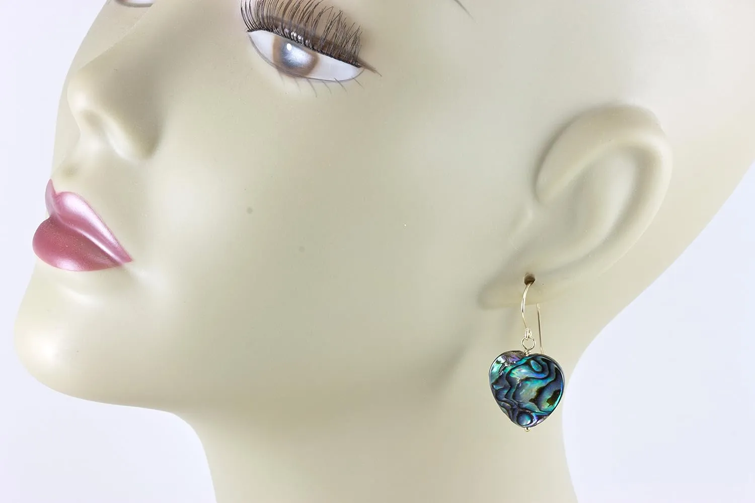 Abalone Mother of Pearl Shell Earrings Large Heart Shaped Double Sided MOP Drops