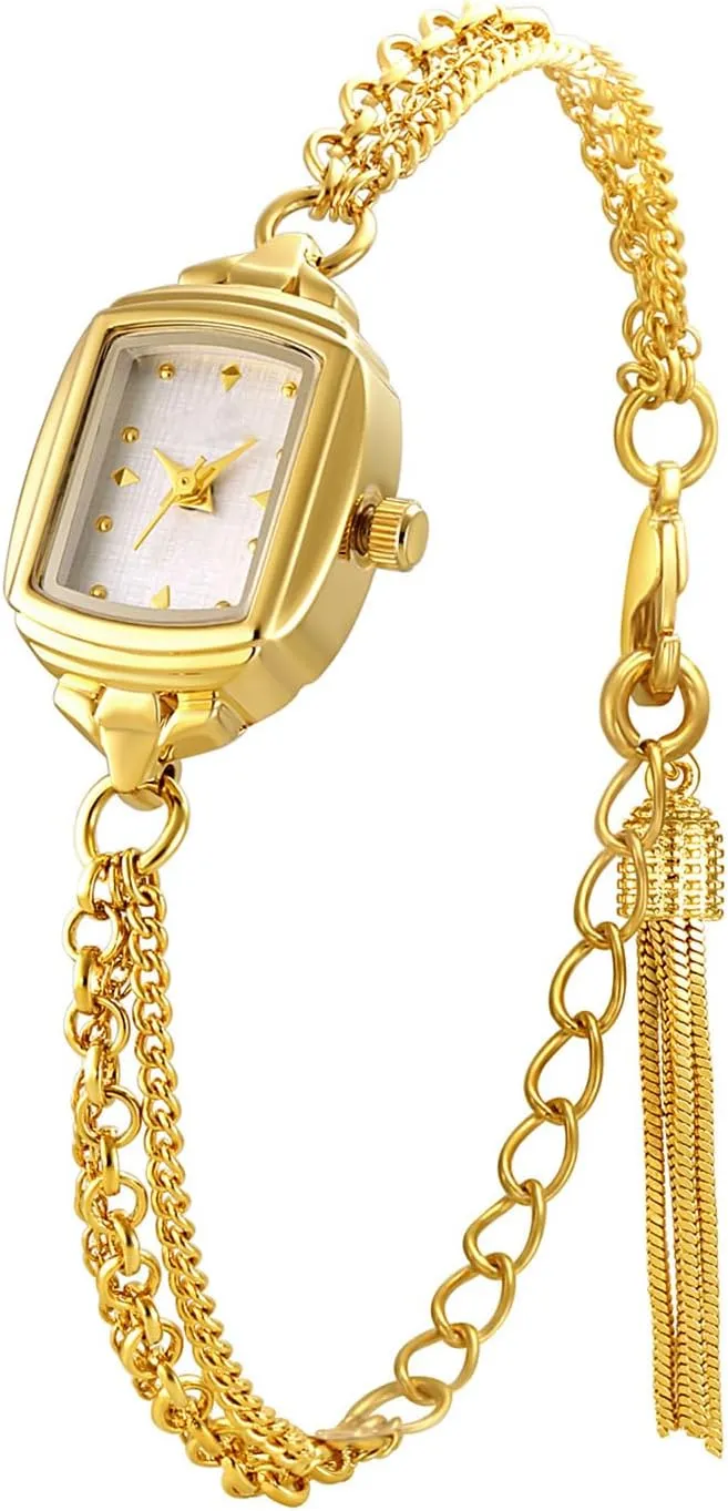 ADSBIAOYE Womens Dainty Rectangle Ultra Thin Waterproof Quartz Watch Ladies Dress Elegant Analog Bracelet Watch
