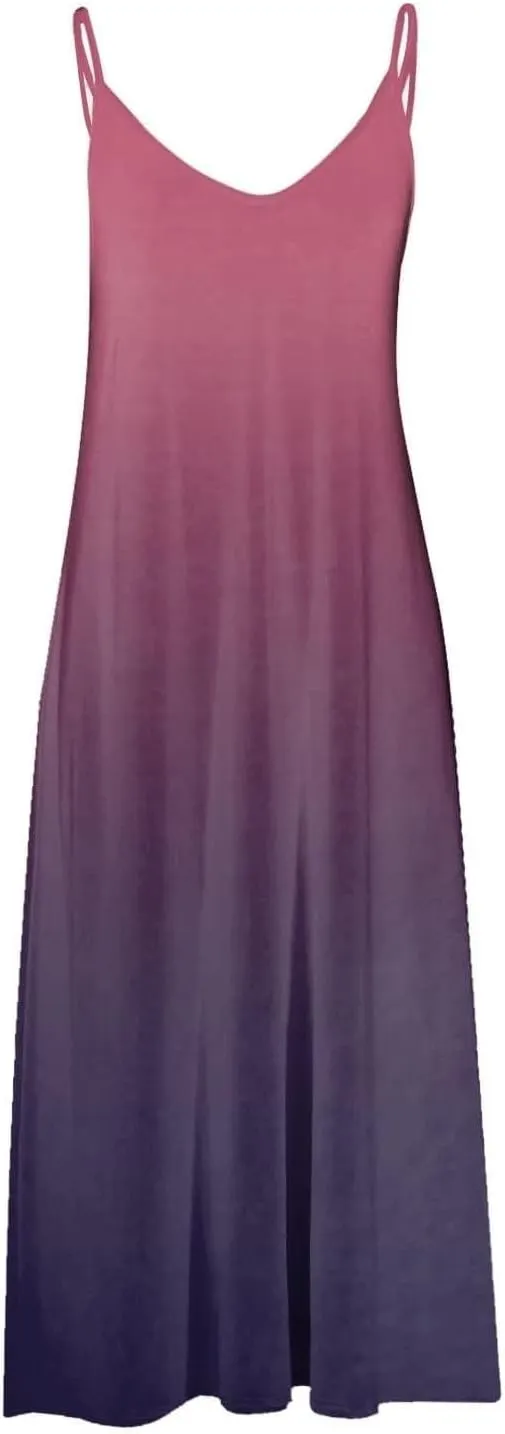 Aniywn Summer Dresses for Women 2025 Vacation Floral Slip Dress Boho Maxi Sleeveless Dress Casual V Neck Beach Sundresses