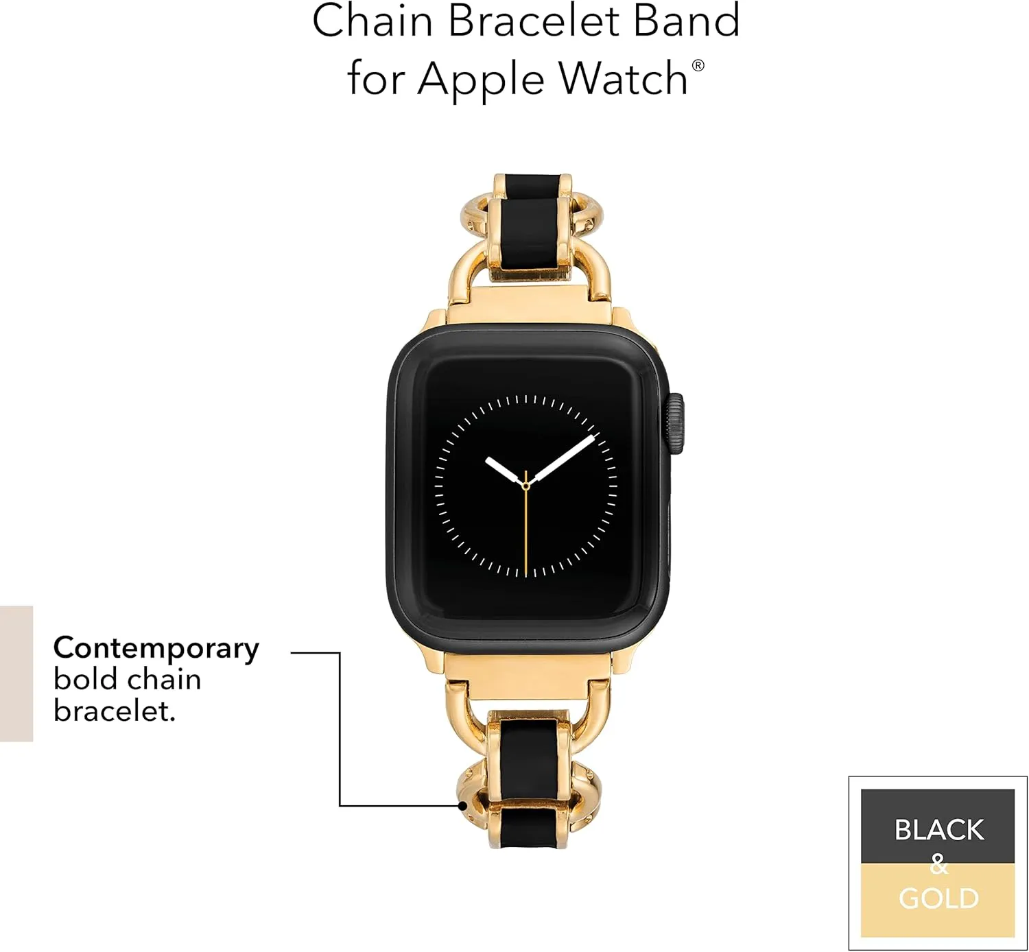 Anne Klein Fashion Chain Bracelet for Apple Watch, Secure, Adjustable, Apple Watch Replacement Band, Fits Most Wrists
