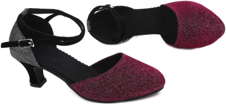 AOQUNFS Women Latin Dance Shoes Ballroom Salsa Low Heel Performance Dancing Shoes,DY117