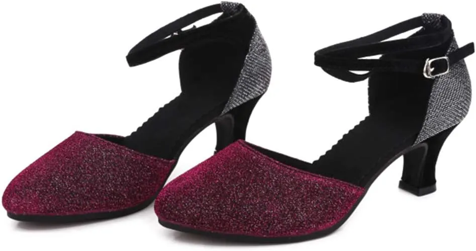 AOQUNFS Women Latin Dance Shoes Ballroom Salsa Low Heel Performance Dancing Shoes,DY117