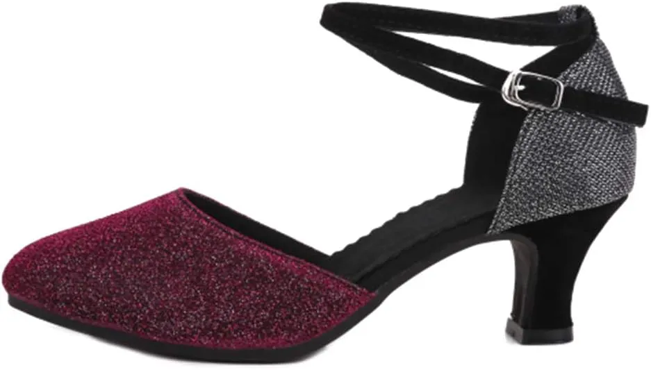 AOQUNFS Women Latin Dance Shoes Ballroom Salsa Low Heel Performance Dancing Shoes,DY117
