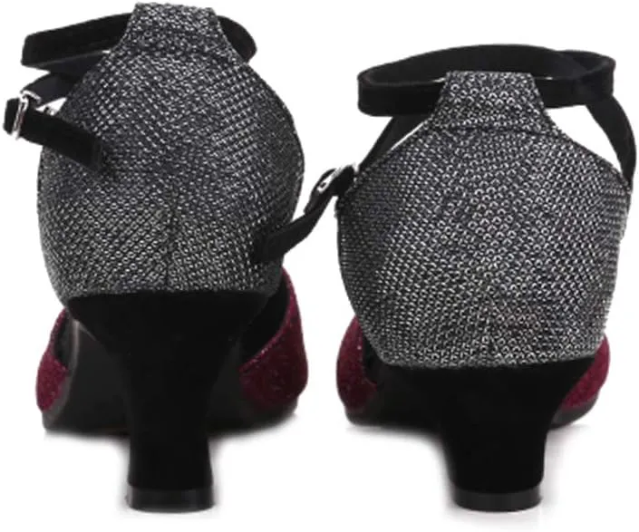 AOQUNFS Women Latin Dance Shoes Ballroom Salsa Low Heel Performance Dancing Shoes,DY117