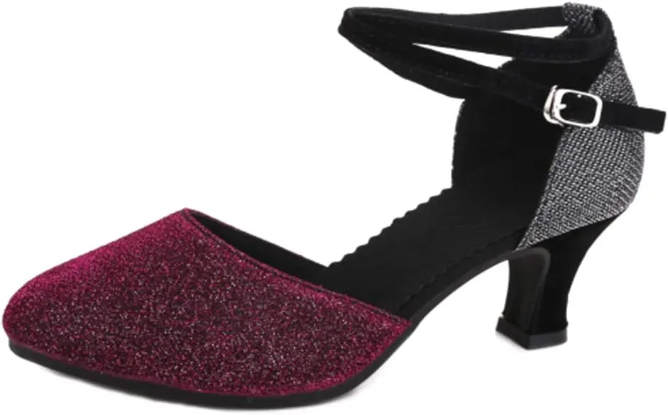 AOQUNFS Women Latin Dance Shoes Ballroom Salsa Low Heel Performance Dancing Shoes,DY117