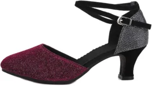 AOQUNFS Women Latin Dance Shoes Ballroom Salsa Low Heel Performance Dancing Shoes,DY117