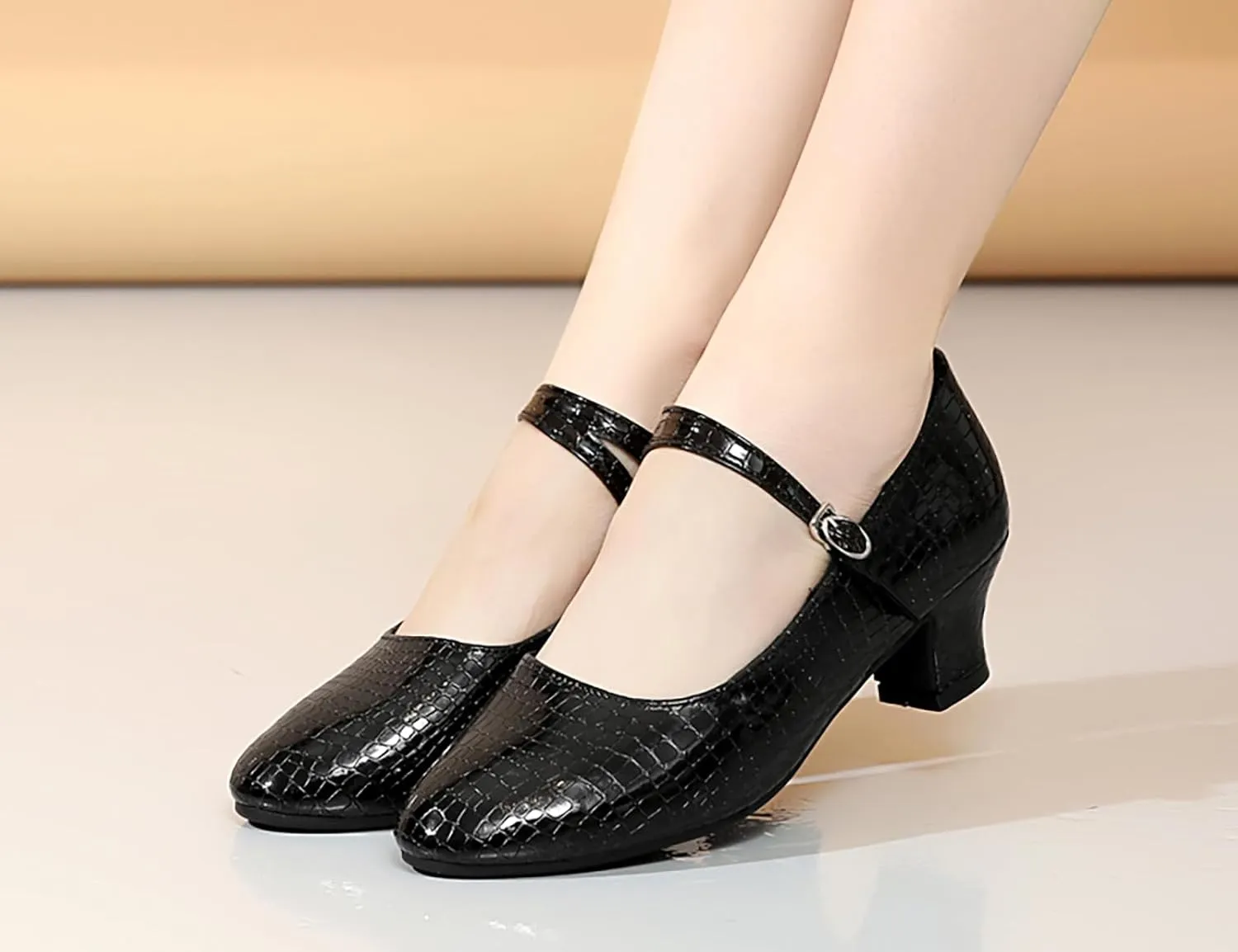 AOQUNFS Women'ss Ballroom Dance Shoes Women's Closed Toe Walts Salsa Latin Dance Shoes,CCZ-813