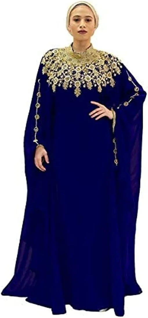 Athena Kaftan Women Long Sleeve Chiffon Maxi Dress Formal Gown Evening Dress