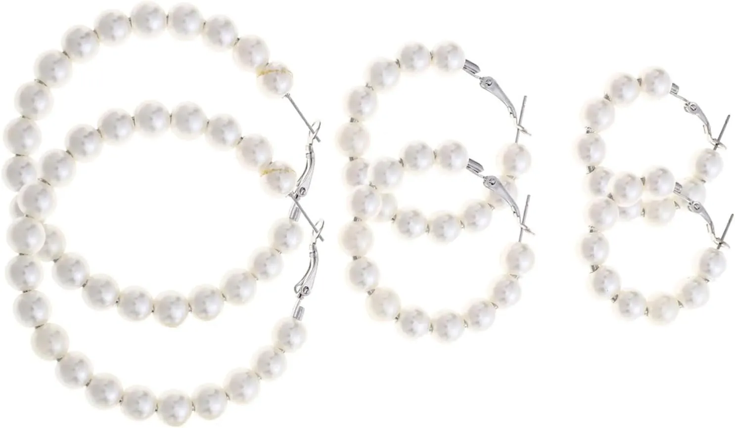 BESPORTBLE 3 Pairs Pearl Dangle Earrings for Women Large Circle Hoop Ear Drops for Weddings and Minimalist Style Tone for Every Occasion