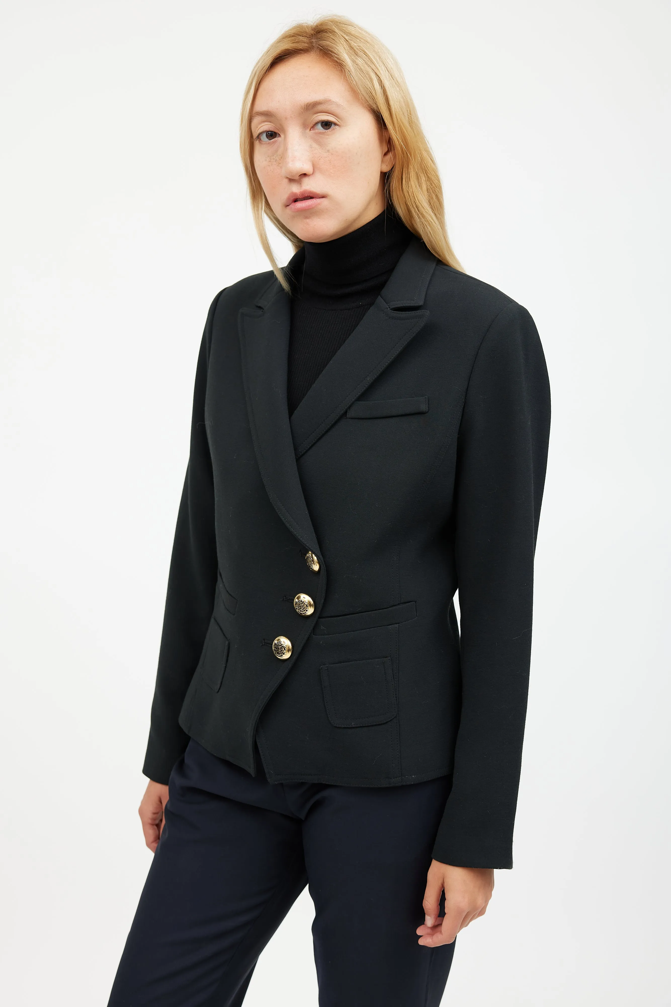 Black & Gold Double Breasted Blazer