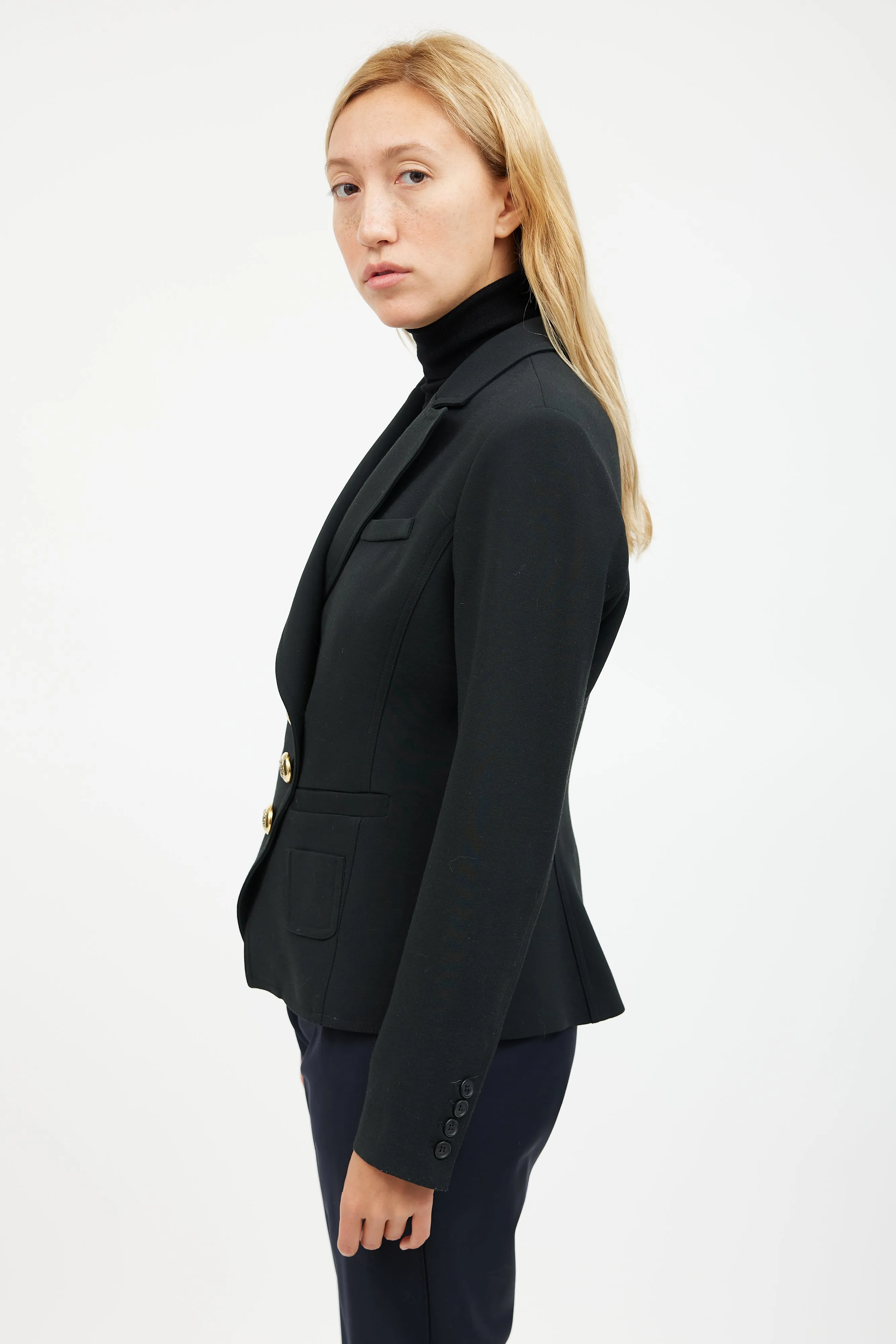 Black & Gold Double Breasted Blazer