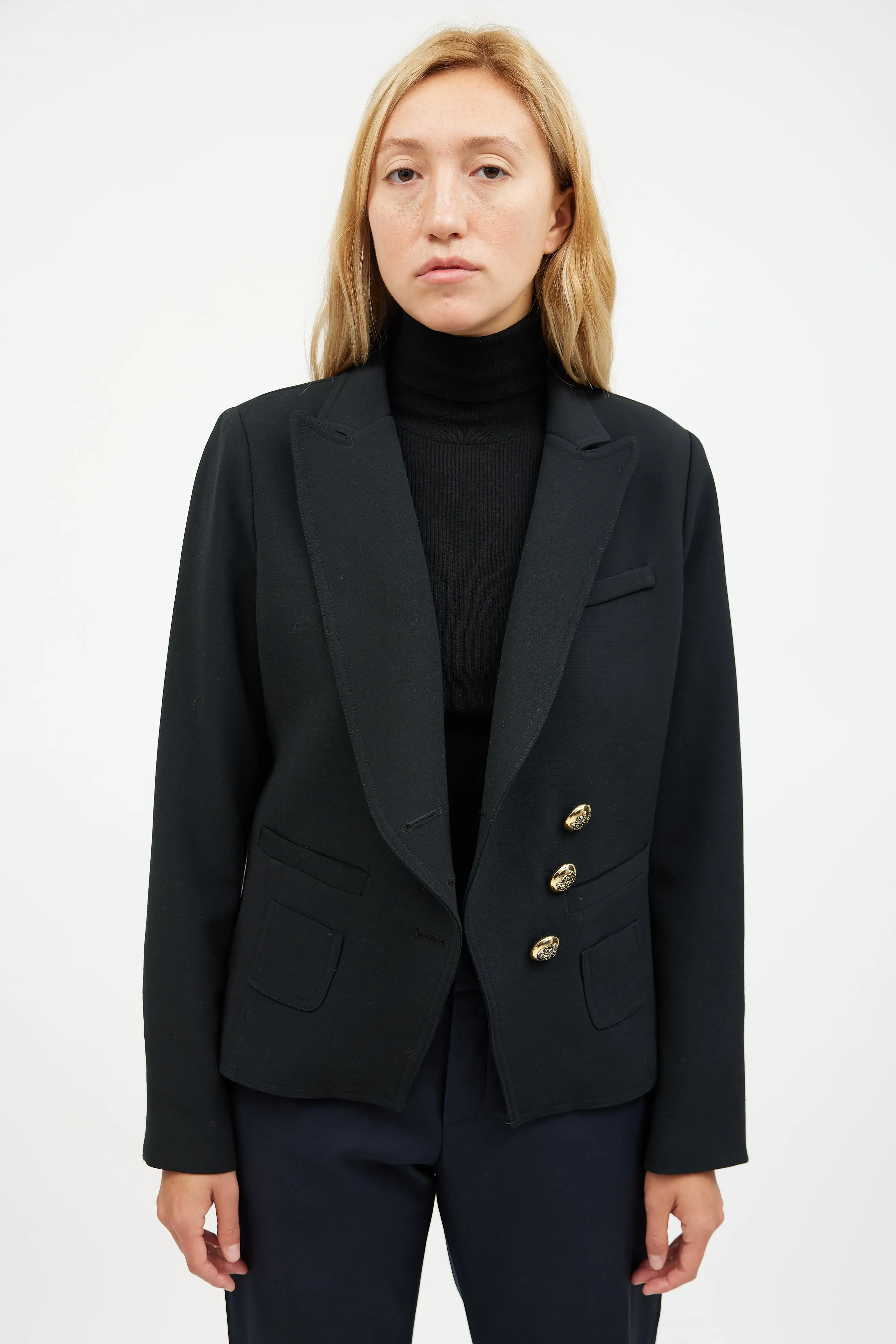 Black & Gold Double Breasted Blazer