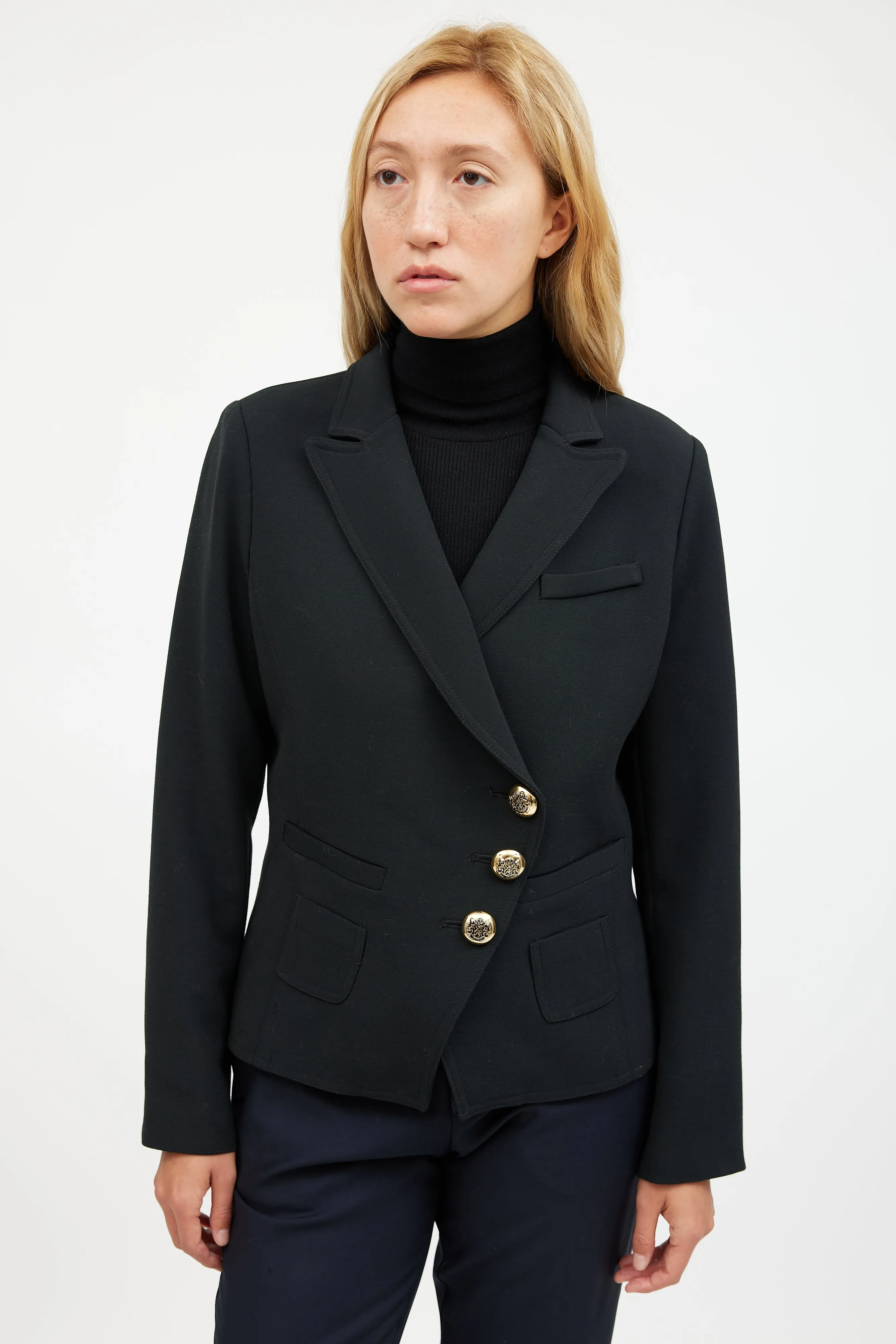 Black & Gold Double Breasted Blazer