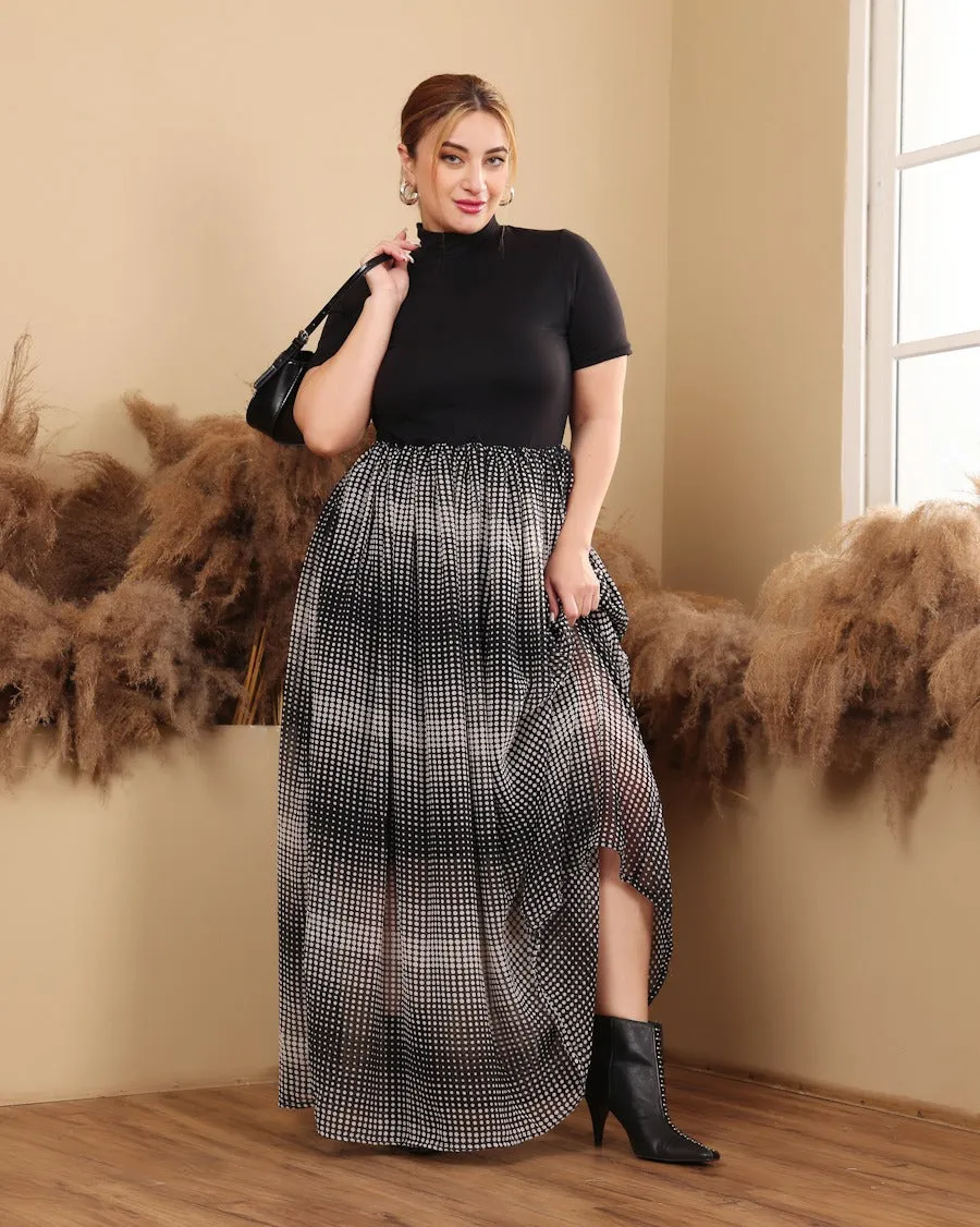 Black & White Polka Dots Maxi Dress