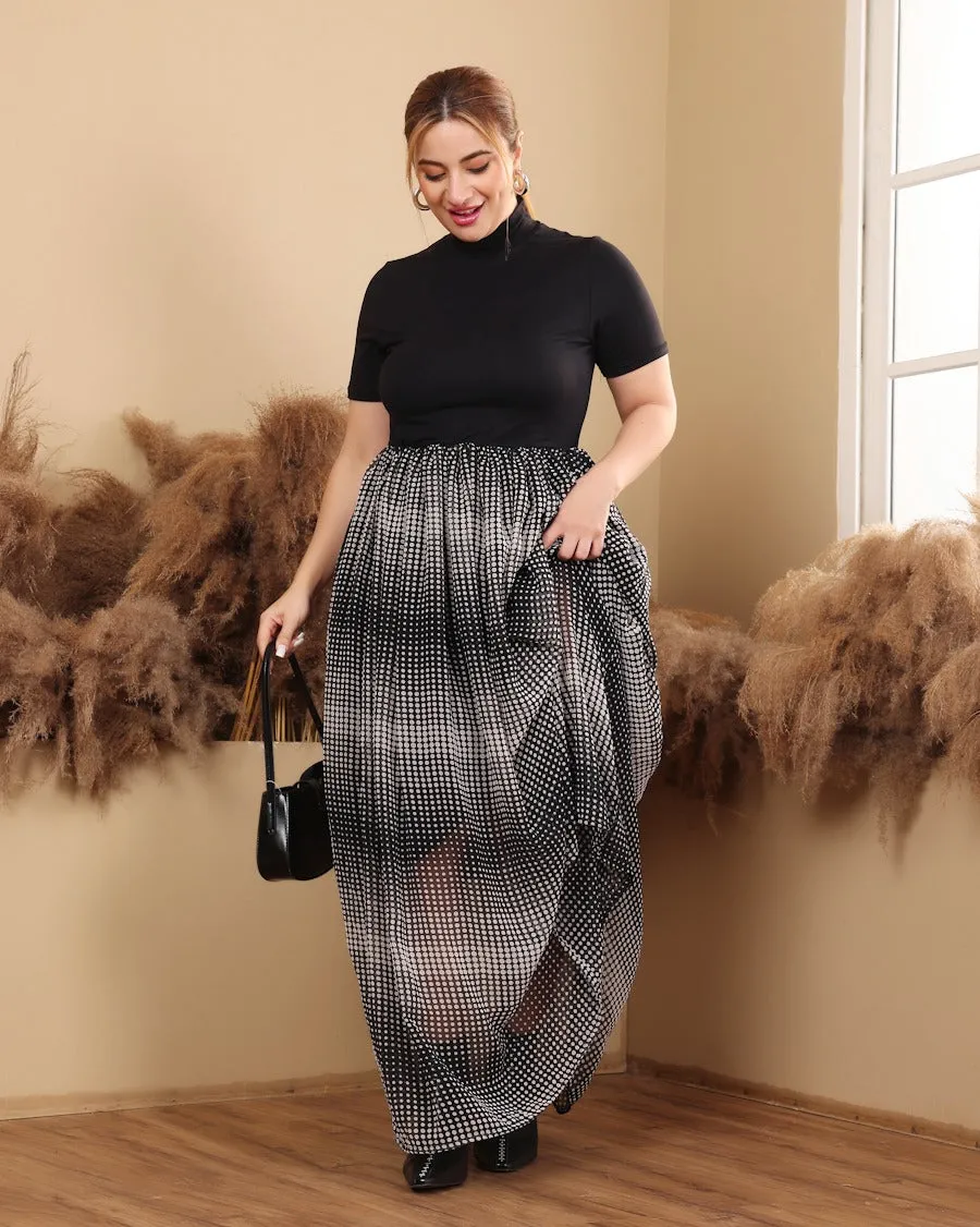 Black & White Polka Dots Maxi Dress