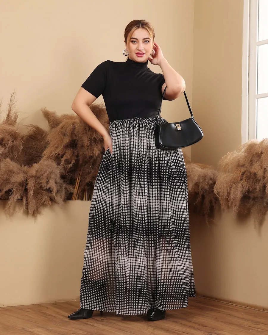 Black & White Polka Dots Maxi Dress