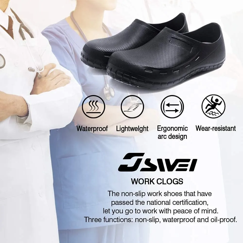 Black Garden Shoes for Women - Professional Oil Water Resistant Nursing Chef ShoesNon-Slip Safety Working Shoes for Kitchen Garden Hospital