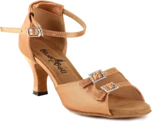 BlueBell Shoes Handmade Women's Ballroom Latin Salsa Competition Dance Shoes-Mary- 2.5" Heel-Tan