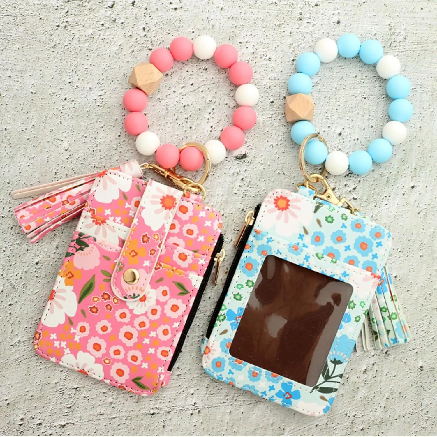 Boho Wristlet Wallet, Womens Boho Beaded Wallet, Tassel Decorated Keychain with Flower Pattern Wallets (1PCS*D)
