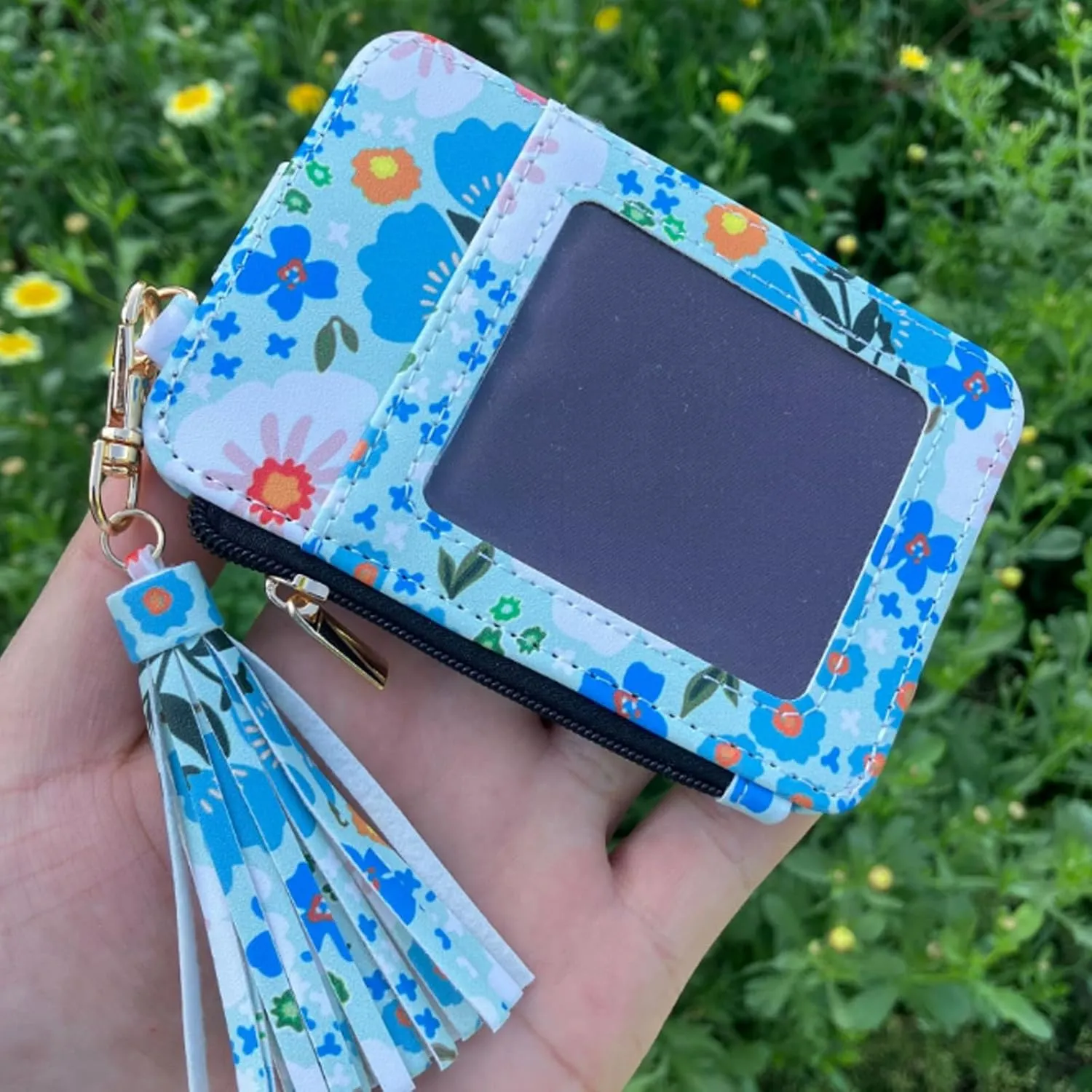 Boho Wristlet Wallet, Womens Boho Beaded Wallet, Tassel Decorated Keychain with Flower Pattern Wallets (1PCS*D)