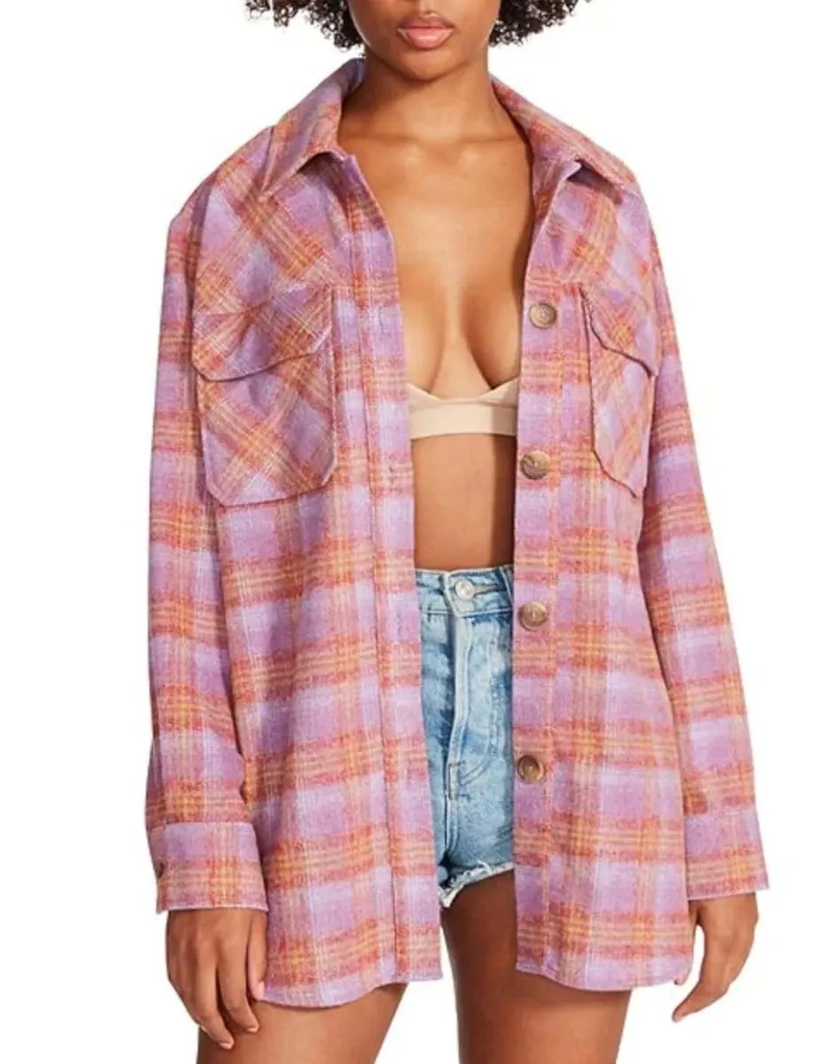 Brooklyn Plaid Shacket, Vintage Purple