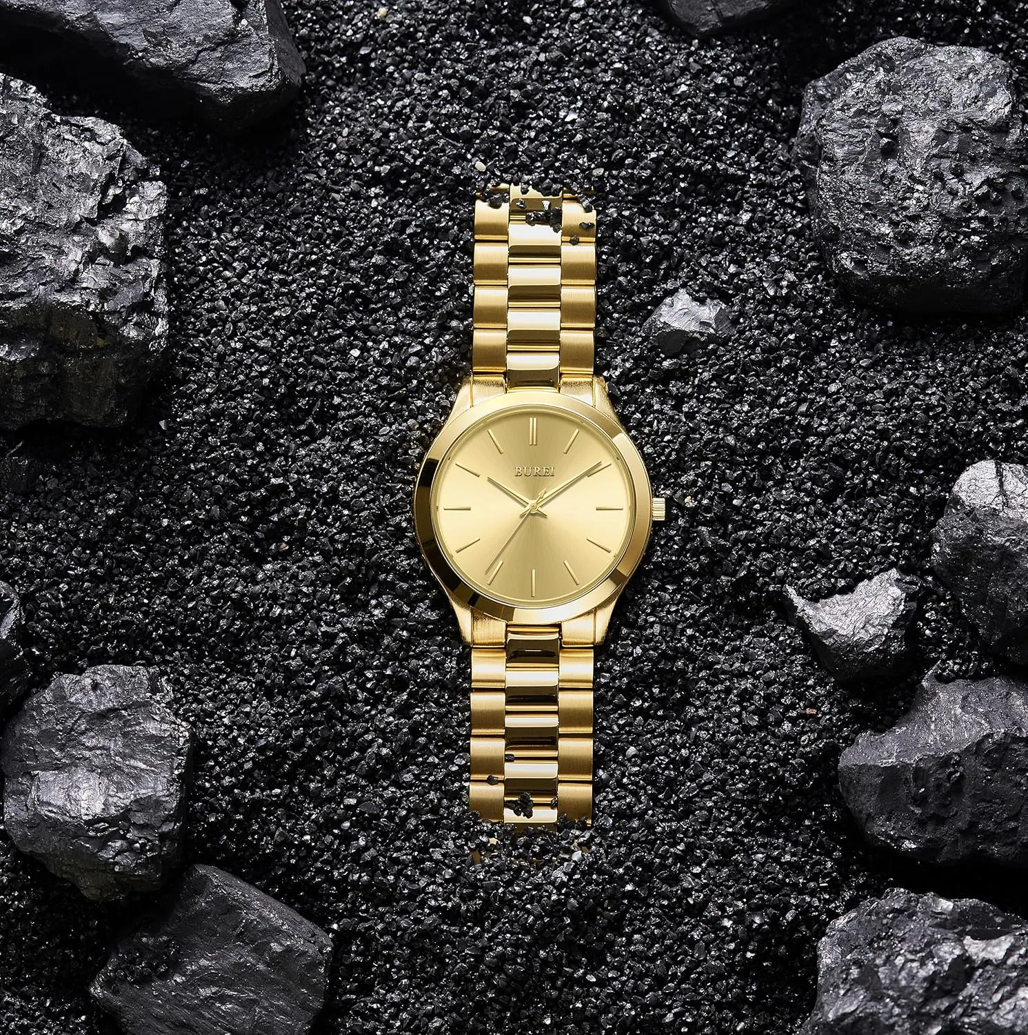 BUREI Men Watches Fashion Analog Stainless Steel Quartz Waterproof Watches,Gift for Men.